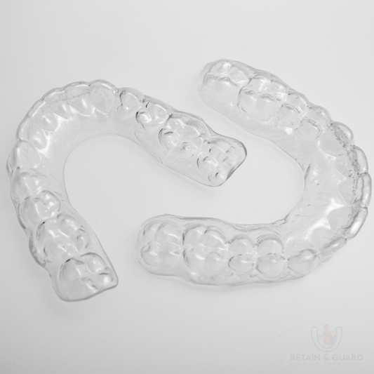 Upper and lower essix retainers with white background 