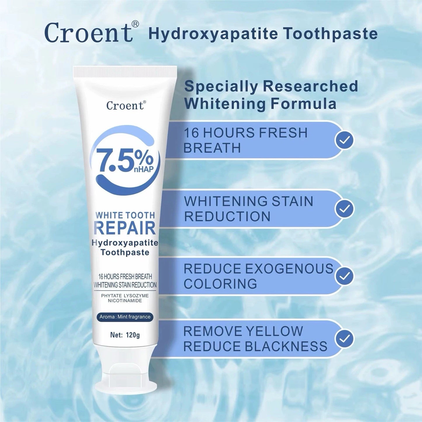 hydroxyapatite 7.5% Probiotic toothpaste enamel protection (2-Pack)