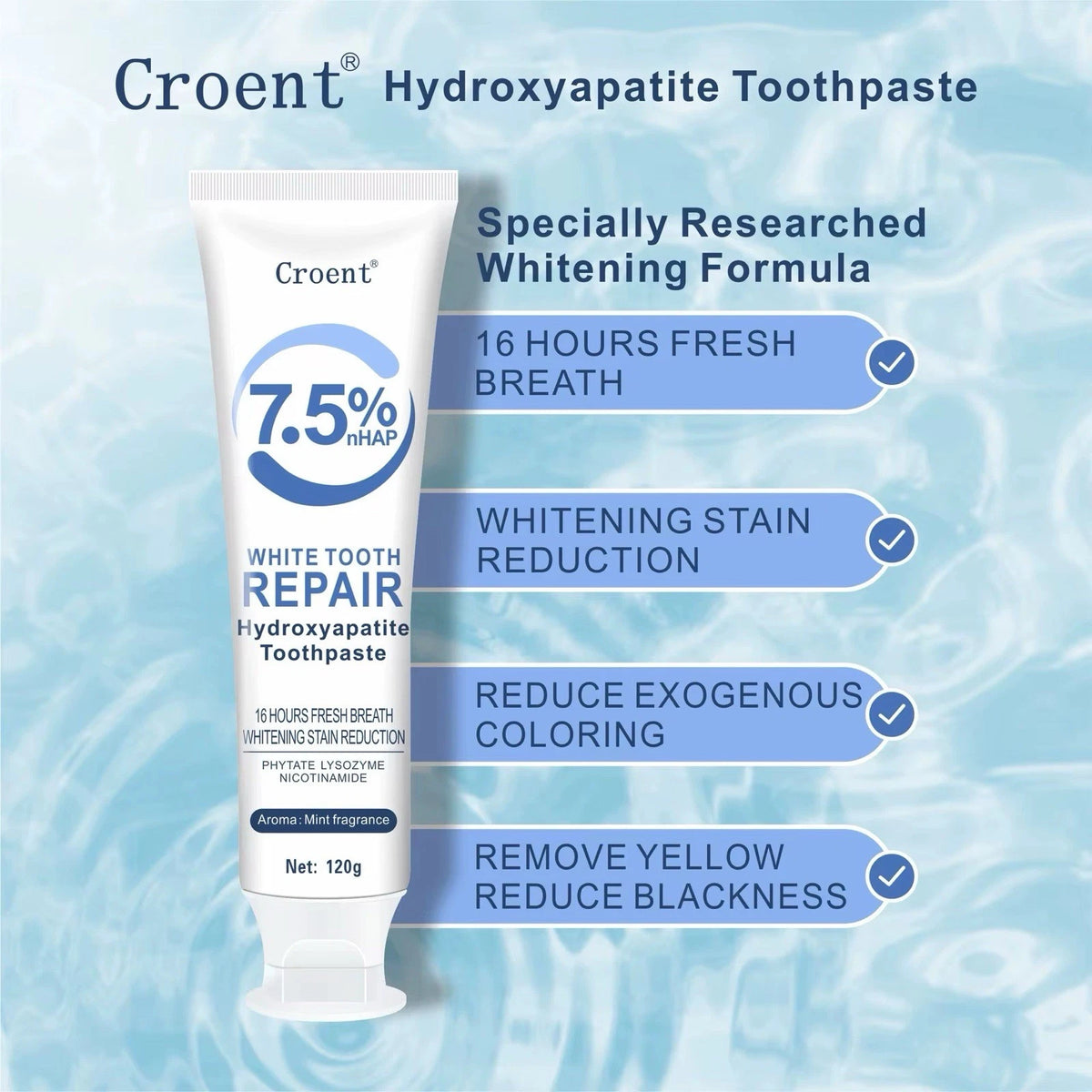Hydroxyapatite 7.5% Probiotic toothpaste enamel protection (2-Pack)