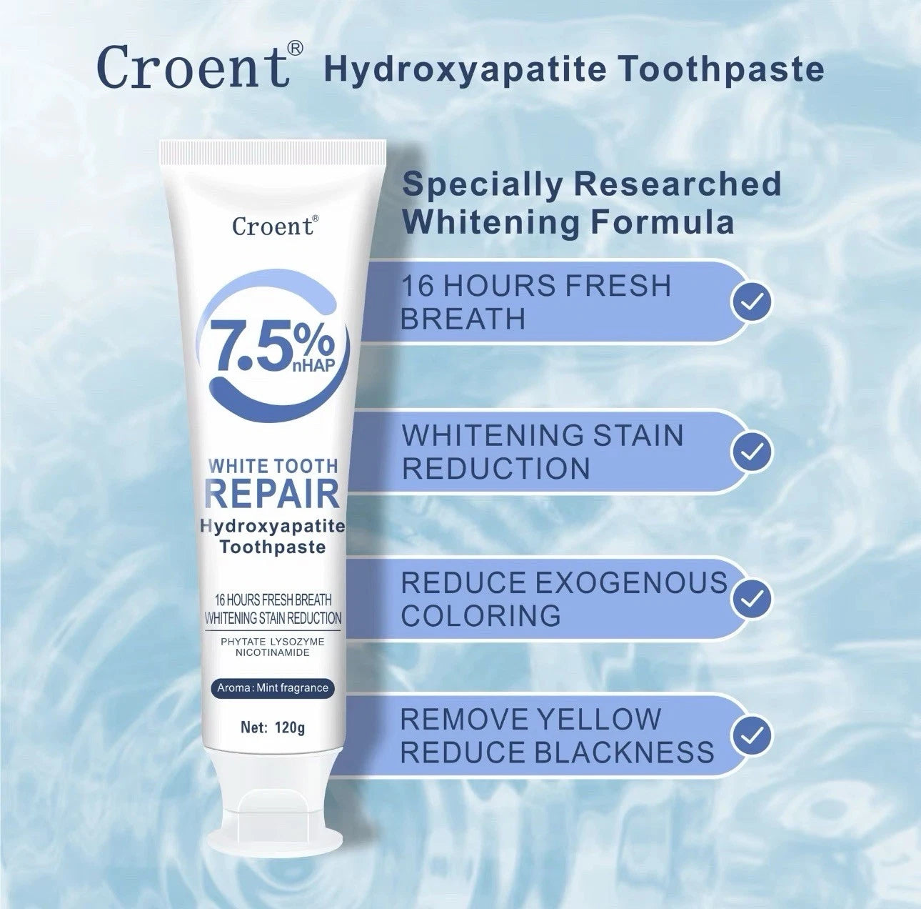 hydroxyapatite 7.5% Probiotic toothpaste enamel protection (2-Pack)