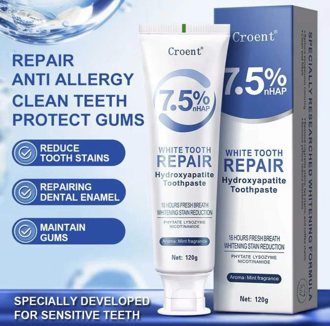 hydroxyapatite 7.5% Probiotic toothpaste enamel protection (2-Pack)